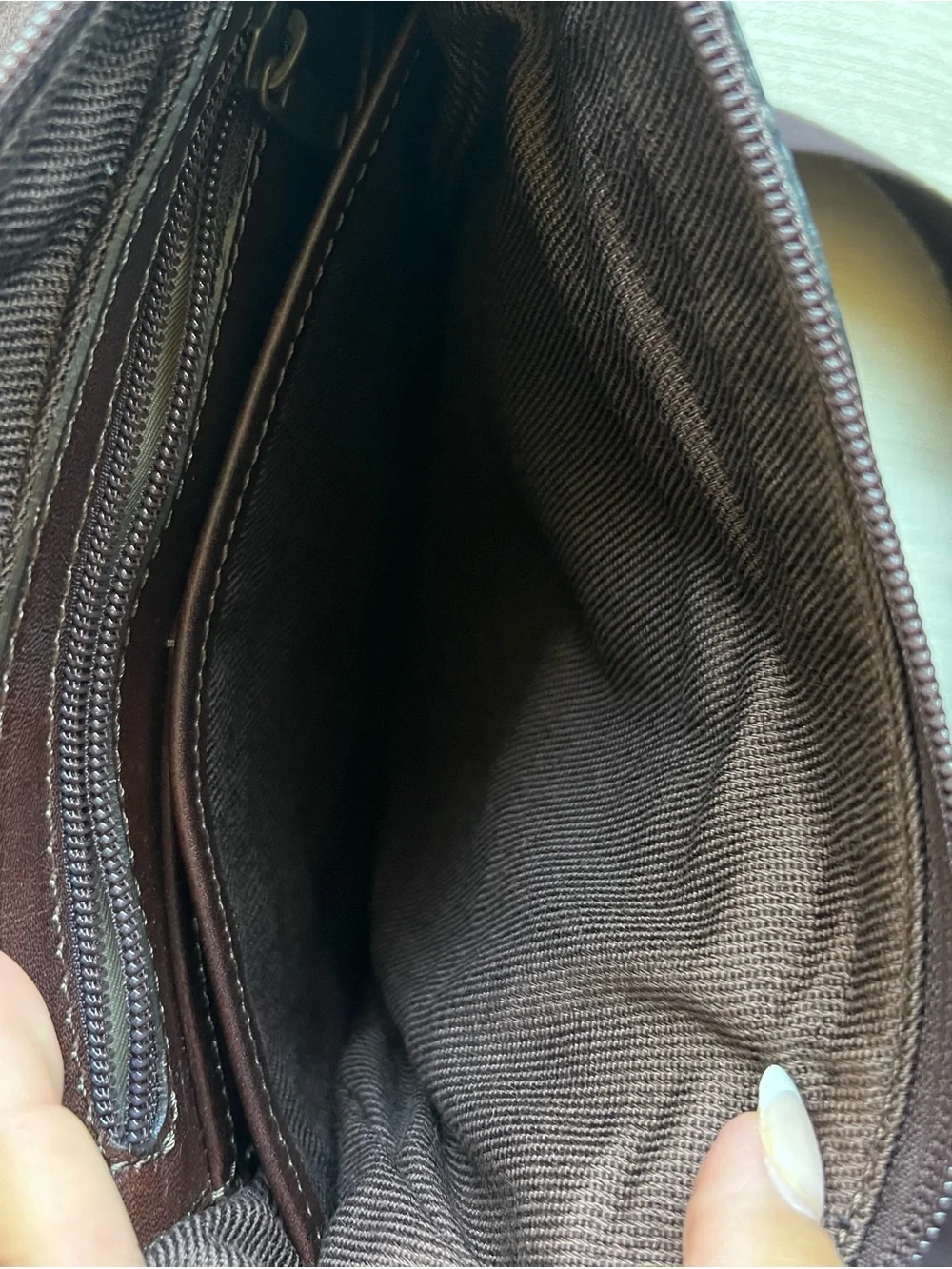 Men's Brown Leather Messenger Bag with Embossed Logo